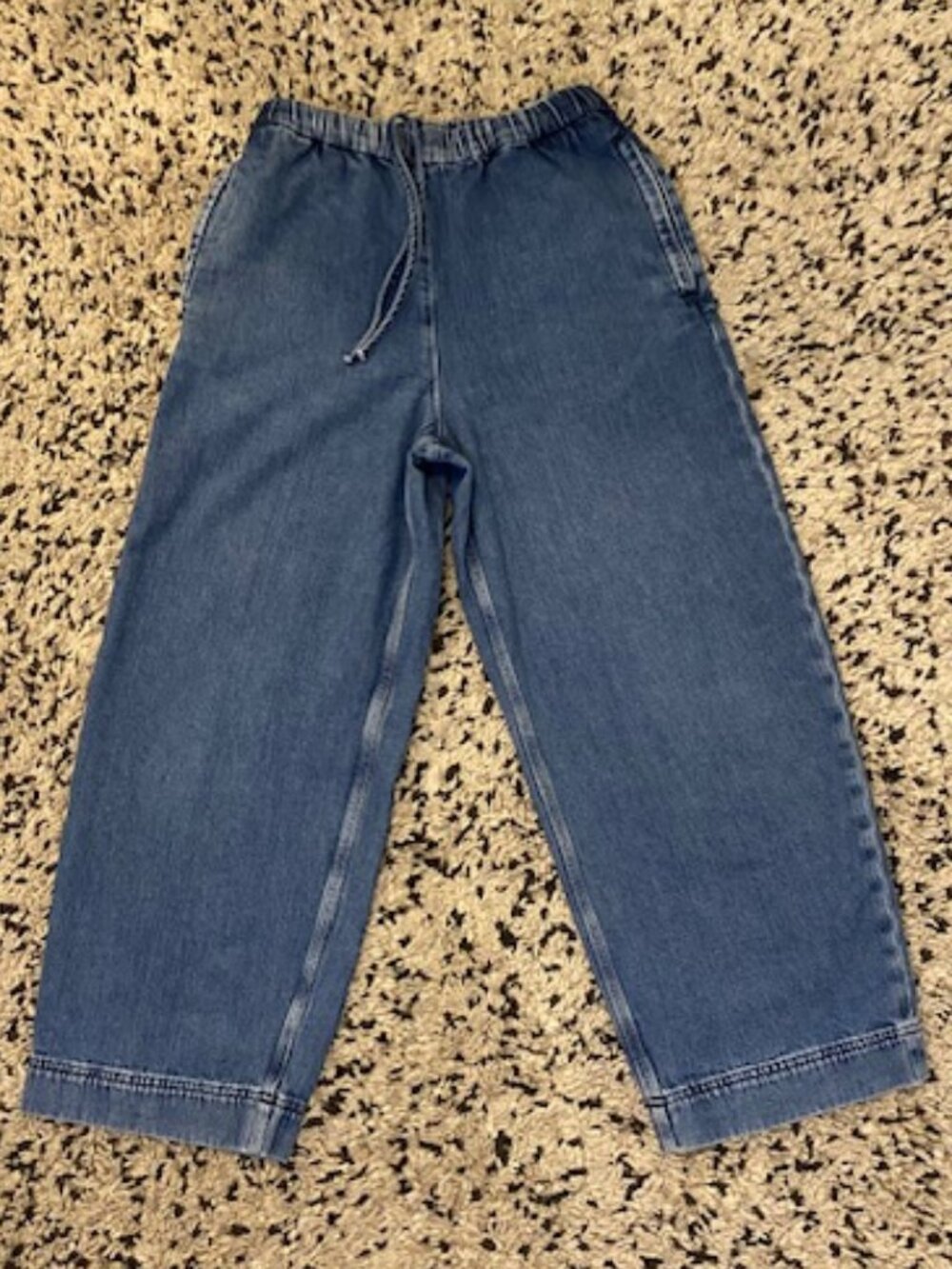 COS Cropped Tapered/ Barrel Jeans Small Blue Denim Drawstring